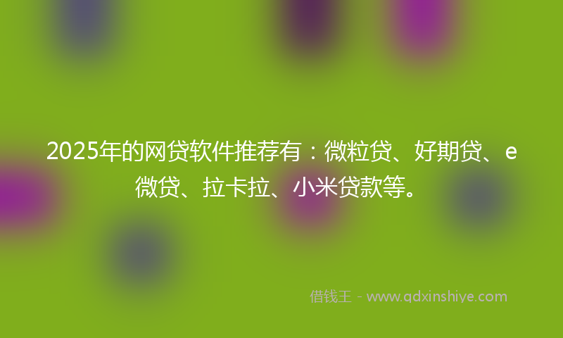 2025年的网贷软件推荐有：微粒贷、好期贷、e微贷、拉卡拉、小米贷款等。