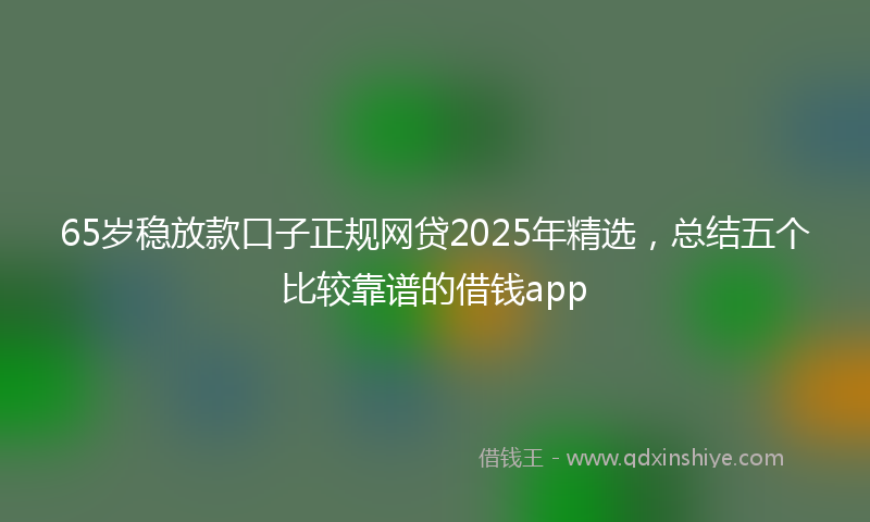 65岁稳放款口子正规网贷2025年精选，总结五个比较靠谱的借钱app