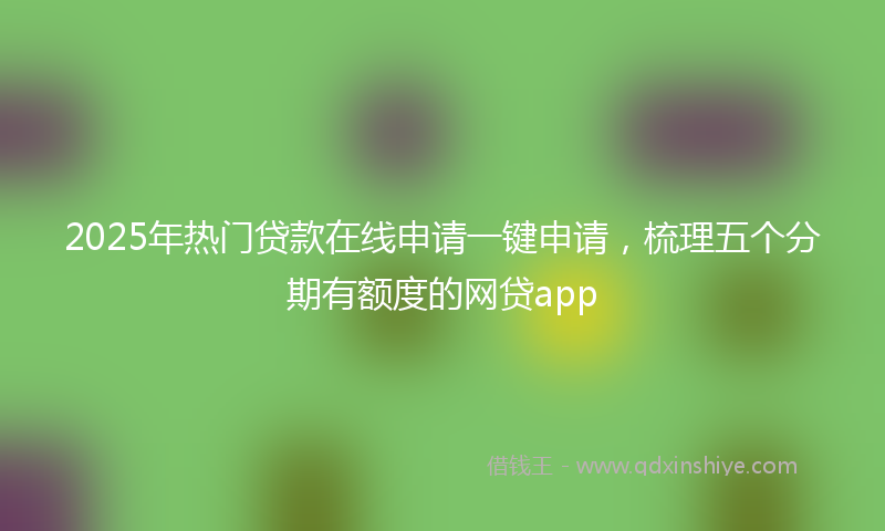 2025年热门贷款在线申请一键申请，梳理五个分期有额度的网贷app