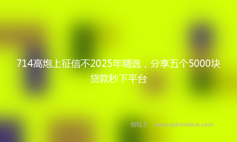 714高炮上征信不2025年精选，分享五个5000块贷款秒下平台