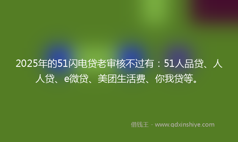 2025年的51闪电贷老审核不过有:51人品贷、人人贷、e微贷、美团生活费、你我贷等。