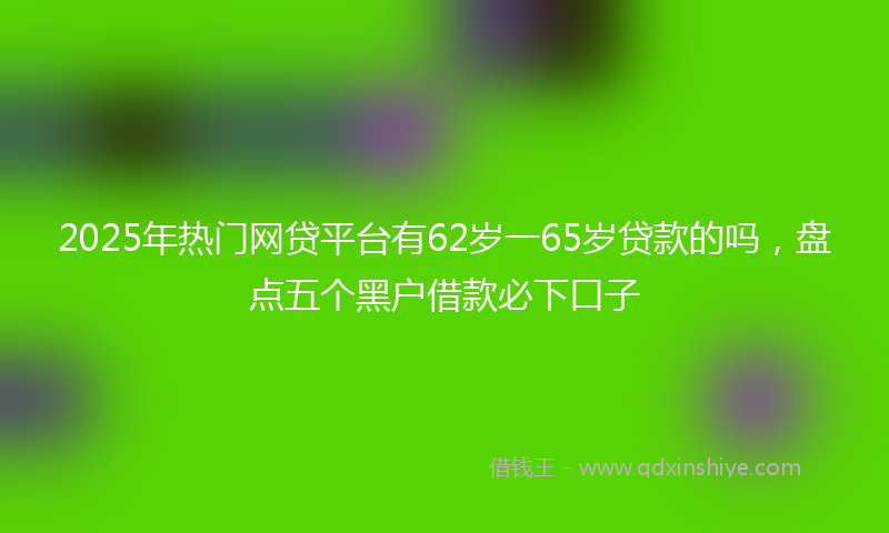 2025年热门网贷平台有62岁一65岁贷款的吗，盘点五个黑户借款必下口子