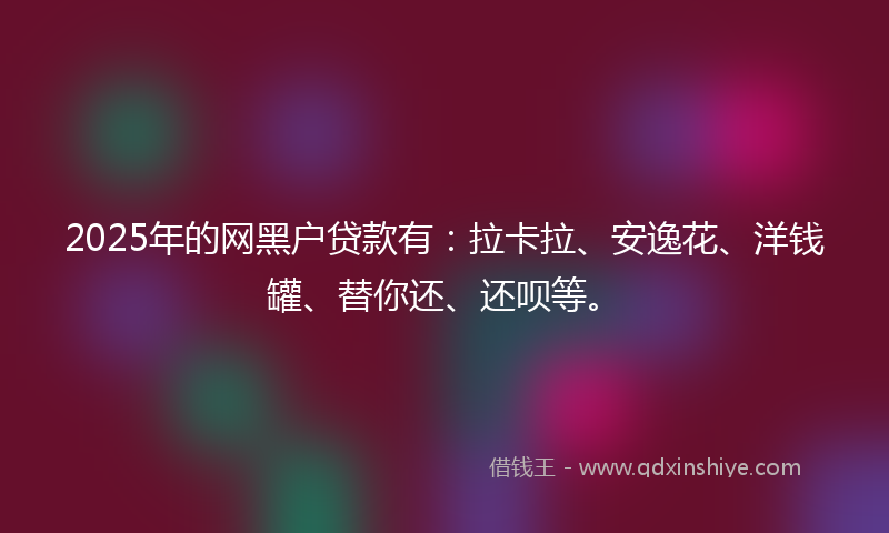 2025年的网黑户贷款有：拉卡拉、安逸花、洋钱罐、替你还、还呗等。
