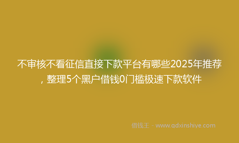 不审核不看征信直接下款平台有哪些2025年推荐，整理5个黑户借钱0门槛极速下款软件