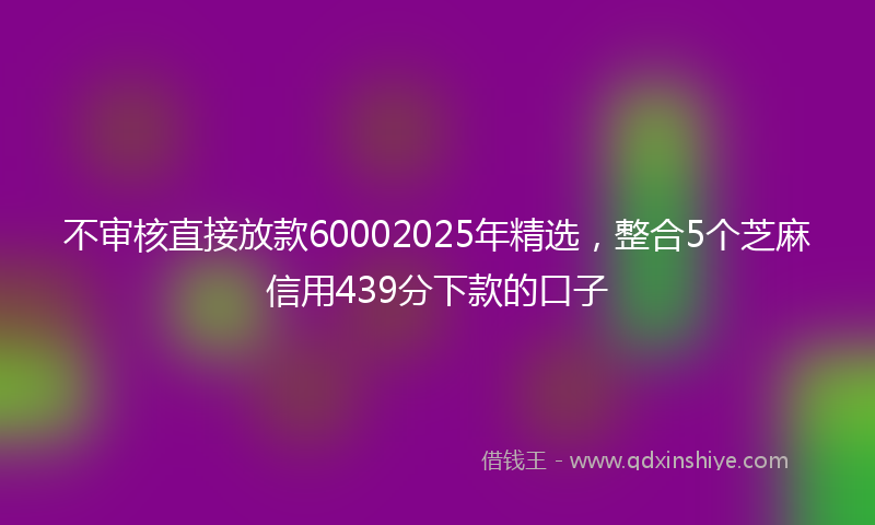 不审核直接放款60002025年精选，整合5个芝麻信用439分下款的口子