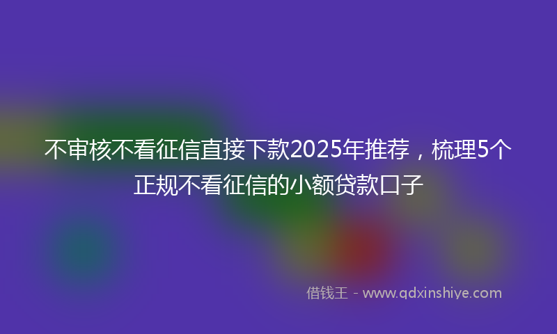 不审核不看征信直接下款2025年推荐，梳理5个正规不看征信的小额贷款口子
