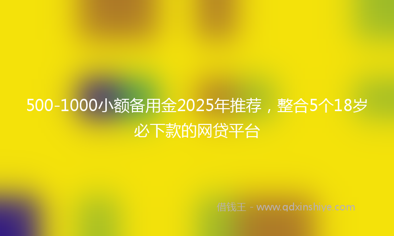 500-1000小额备用金2025年推荐,整合5个18岁必下款的网贷平台