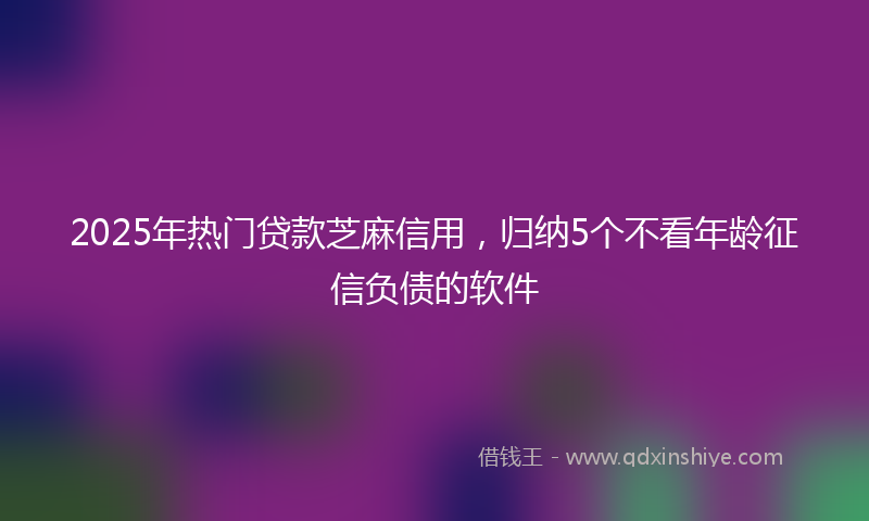 2025年热门贷款芝麻信用，归纳5个不看年龄征信负债的软件
