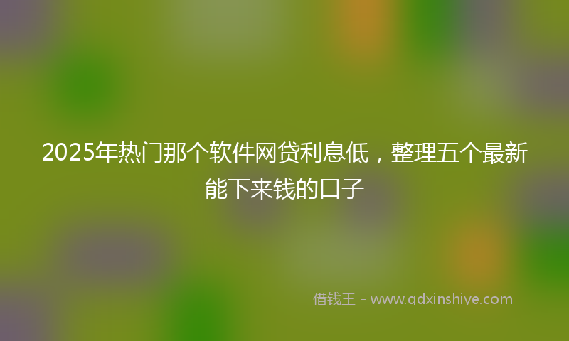 2025年热门那个软件网贷利息低，整理五个最新能下来钱的口子