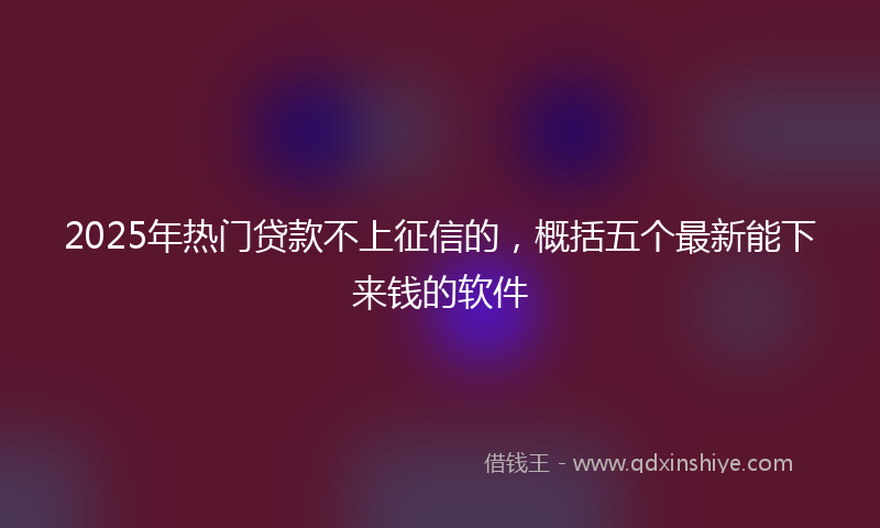 2025年热门贷款不上征信的，概括五个最新能下来钱的软件