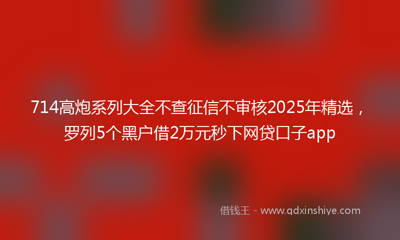 714高炮系列大全不查征信不审核2025年精选，罗列5个黑户借2万元秒下网贷口子app