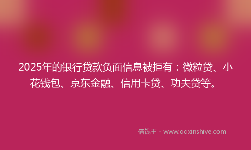 2025年的银行贷款负面信息被拒有：微粒贷、小花钱包、京东金融、信用卡贷、功夫贷等。