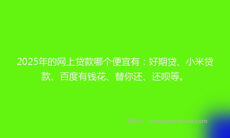 2025年的网上贷款哪个便宜有：好期贷、小米贷款、百度有钱花、替你还、还呗等。