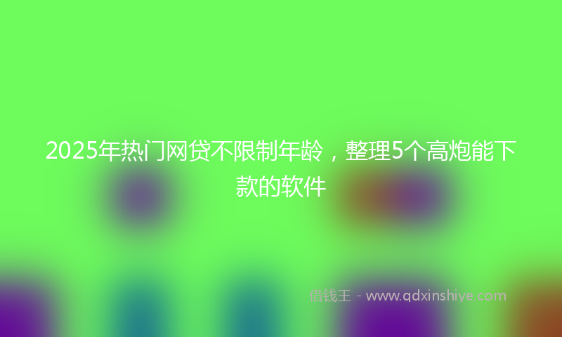 2025年热门网贷不限制年龄，整理5个高炮能下款的软件