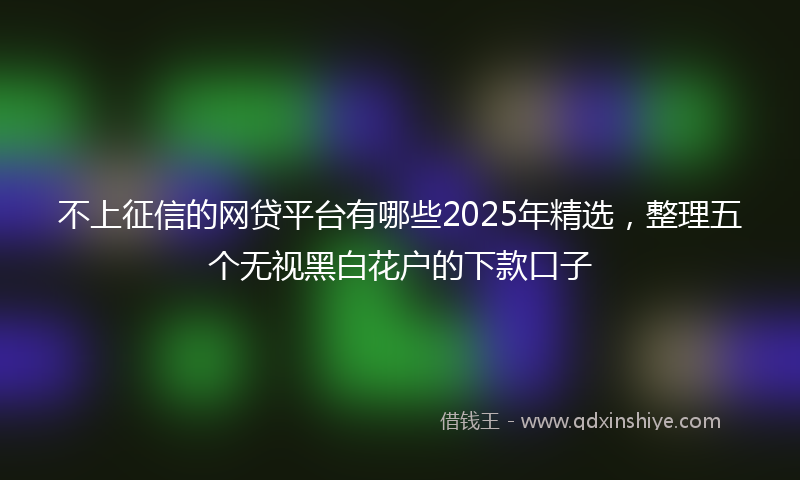 不上征信的网贷平台有哪些2025年精选，整理五个无视黑白花户的下款口子