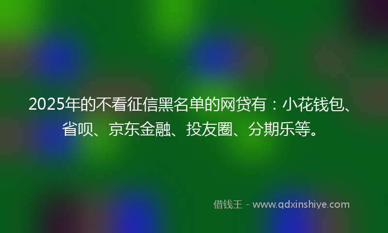 2025年的不看征信黑名单的网贷有：小花钱包、省呗、京东金融、投友圈、分期乐等。