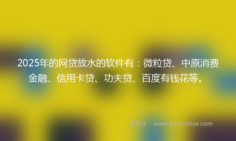 2025年的网贷放水的软件有：微粒贷、中原消费金融、信用卡贷、功夫贷、百度有钱花等。