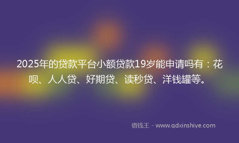 2025年的贷款平台小额贷款19岁能申请吗有：花呗、人人贷、好期贷、读秒贷、洋钱罐等。