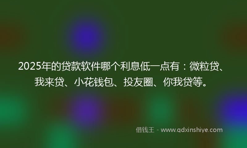 2025年的贷款软件哪个利息低一点有：微粒贷、我来贷、小花钱包、投友圈、你我贷等。
