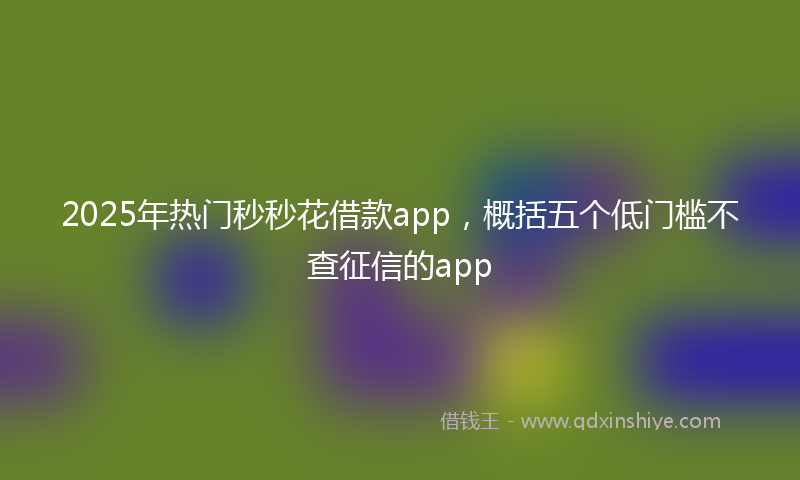 2025年热门秒秒花借款app，概括五个低门槛不查征信的app