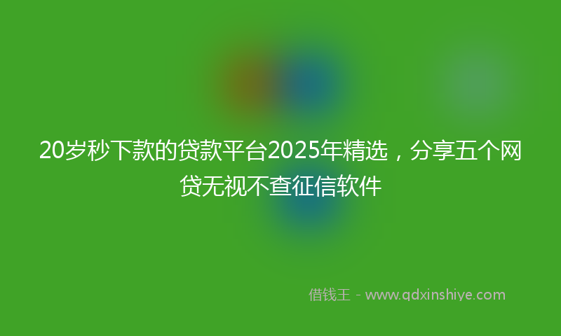 20岁秒下款的贷款平台2025年精选，分享五个网贷无视不查征信软件