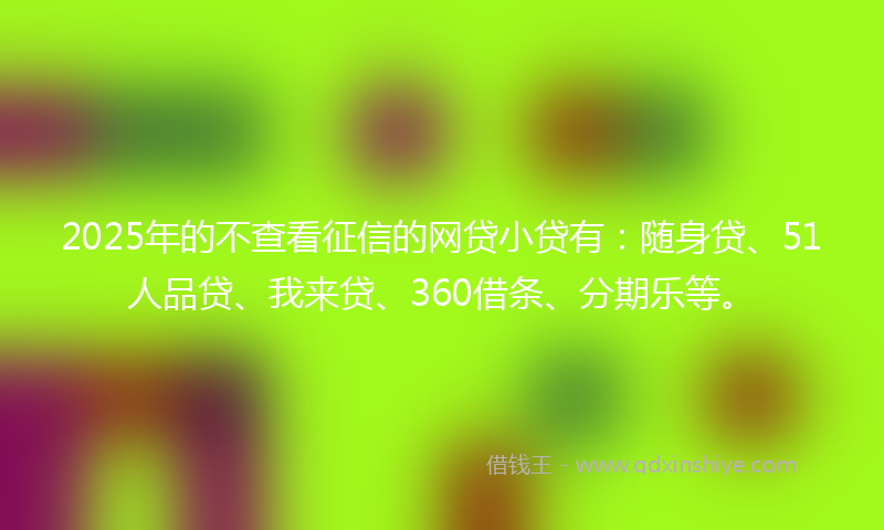 2025年的不查看征信的网贷小贷有：随身贷、51人品贷、我来贷、360借条、分期乐等。