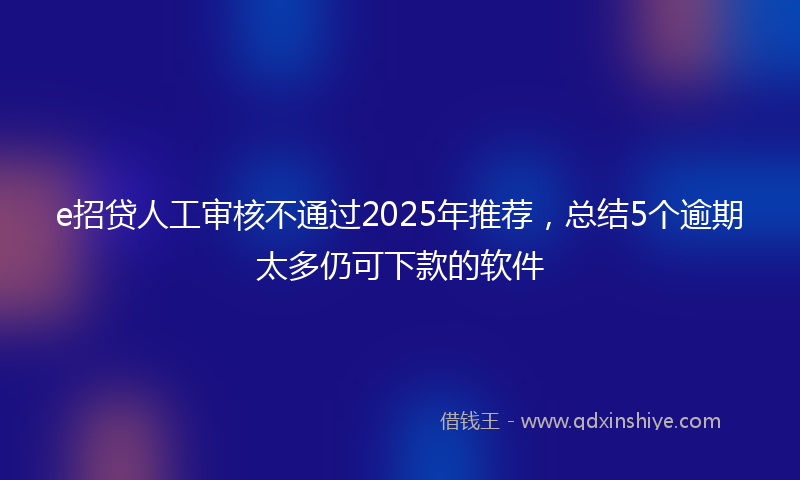 e招贷人工审核不通过2025年推荐，总结5个逾期太多仍可下款的软件