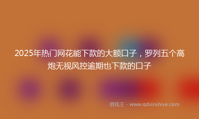 2025年热门网花能下款的大额口子，罗列五个高炮无视风控逾期也下款的口子