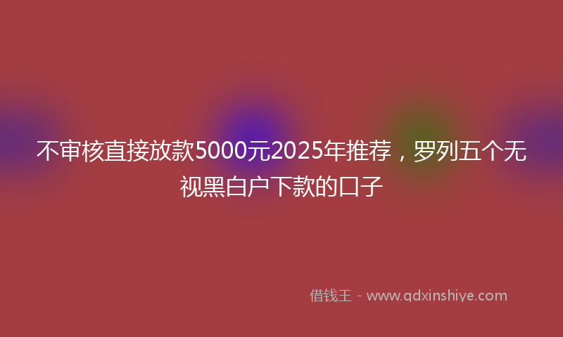不审核直接放款5000元2025年推荐，罗列五个无视黑白户下款的口子