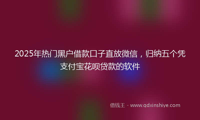 2025年热门黑户借款口子直放微信，归纳五个凭支付宝花呗贷款的软件