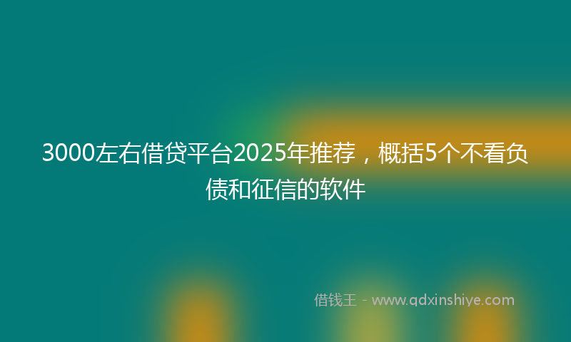 3000左右借贷平台2025年推荐，概括5个不看负债和征信的软件