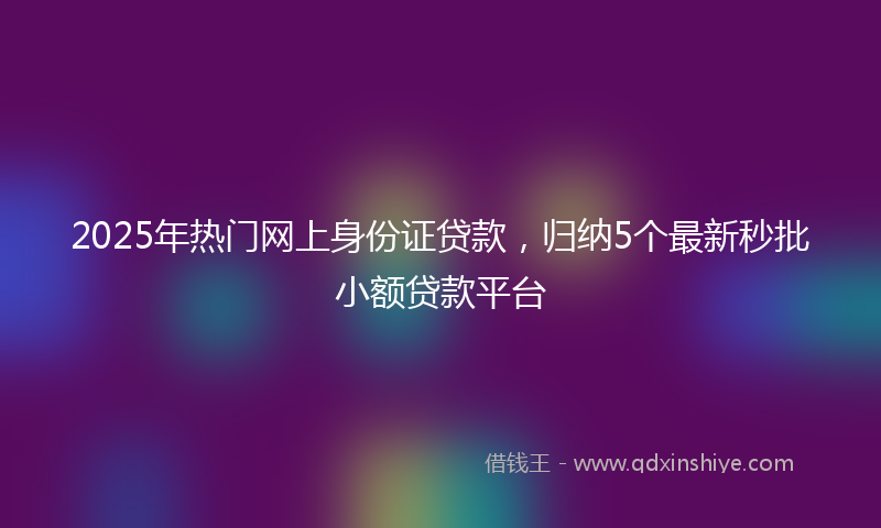 2025年热门网上身份证贷款，归纳5个最新秒批小额贷款平台