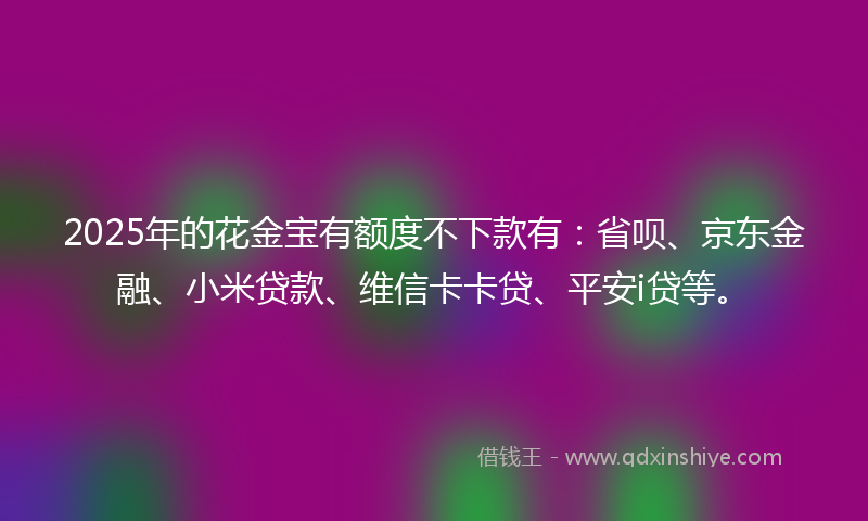 2025年的花金宝有额度不下款有：省呗、京东金融、小米贷款、维信卡卡贷、平安i贷等。
