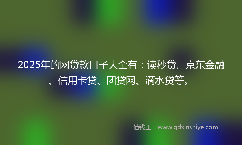 2025年的网贷款口子大全有：读秒贷、京东金融、信用卡贷、团贷网、滴水贷等。