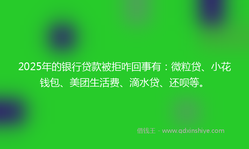 2025年的银行贷款被拒咋回事有：微粒贷、小花钱包、美团生活费、滴水贷、还呗等。