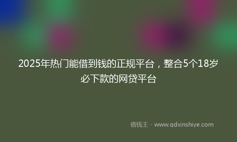 2025年热门能借到钱的正规平台，整合5个18岁必下款的网贷平台