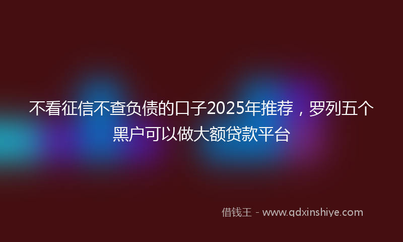 不看征信不查负债的口子2025年推荐，罗列五个黑户可以做大额贷款平台