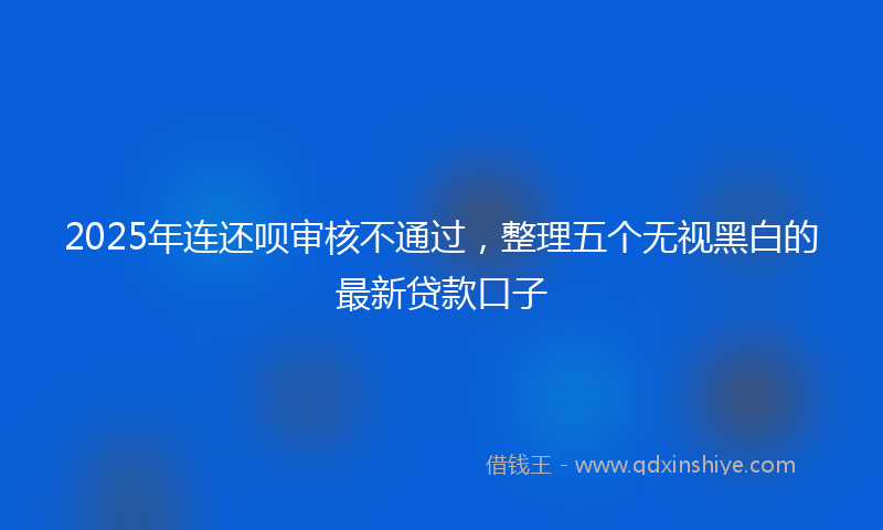 2025年连还呗审核不通过，整理五个无视黑白的最新贷款口子