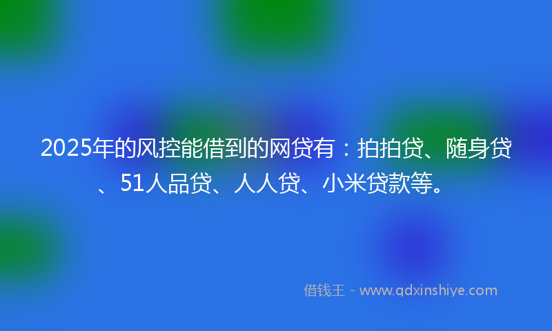 2025年的风控能借到的网贷有：拍拍贷、随身贷、51人品贷、人人贷、小米贷款等。
