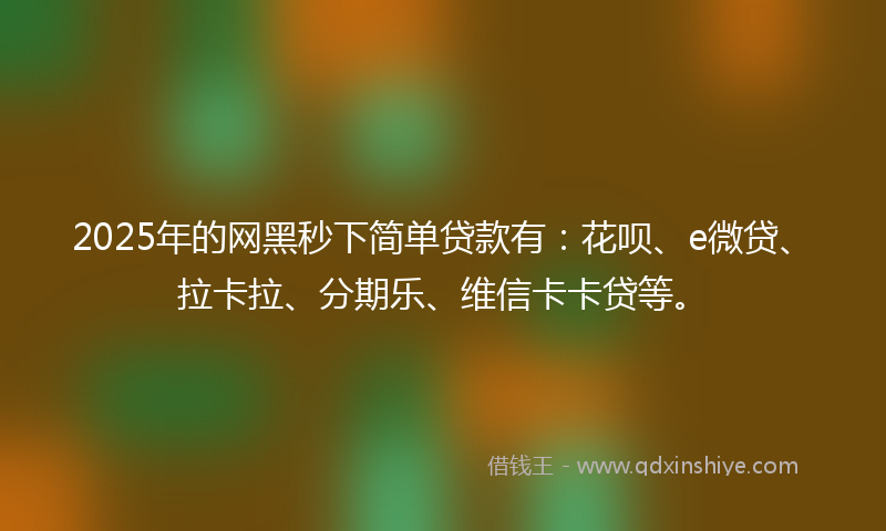 2025年的网黑秒下简单贷款有：花呗、e微贷、拉卡拉、分期乐、维信卡卡贷等。