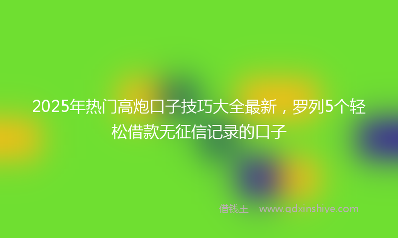 2025年热门高炮口子技巧大全最新,罗列5个轻松借款无征信记录的口子