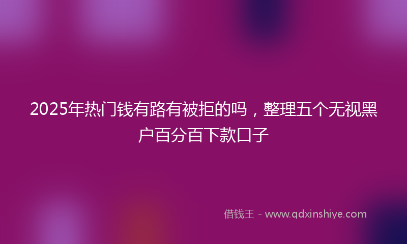 2025年热门钱有路有被拒的吗，整理五个无视黑户百分百下款口子