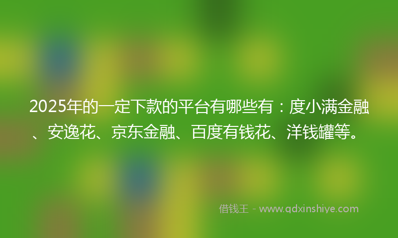 2025年的一定下款的平台有哪些有：度小满金融、安逸花、京东金融、百度有钱花、洋钱罐等。