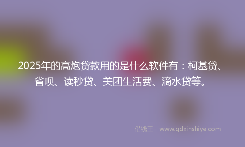 2025年的高炮贷款用的是什么软件有：柯基贷、省呗、读秒贷、美团生活费、滴水贷等。