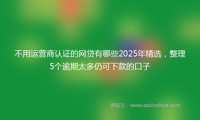 不用运营商认证的网贷有哪些2025年精选，整理5个逾期太多仍可下款的口子