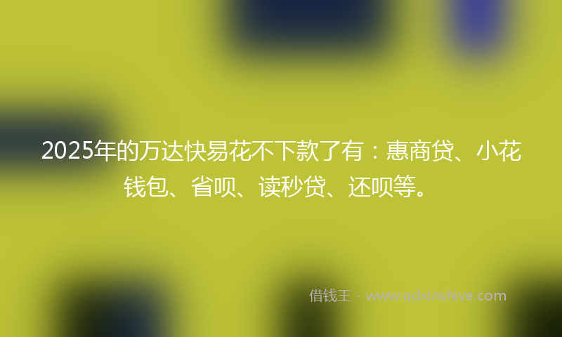 2025年的万达快易花不下款了有：惠商贷、小花钱包、省呗、读秒贷、还呗等。