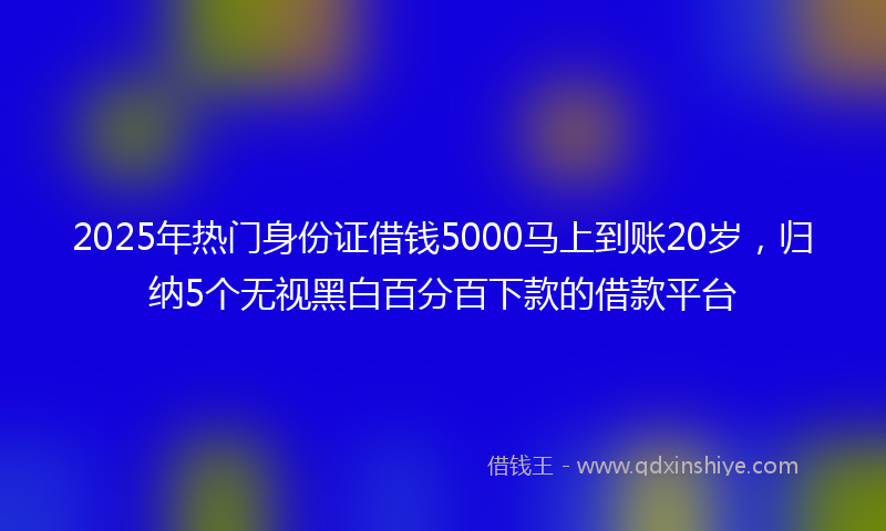 2025年热门身份证借钱5000马上到账20岁，归纳5个无视黑白百分百下款的借款平台