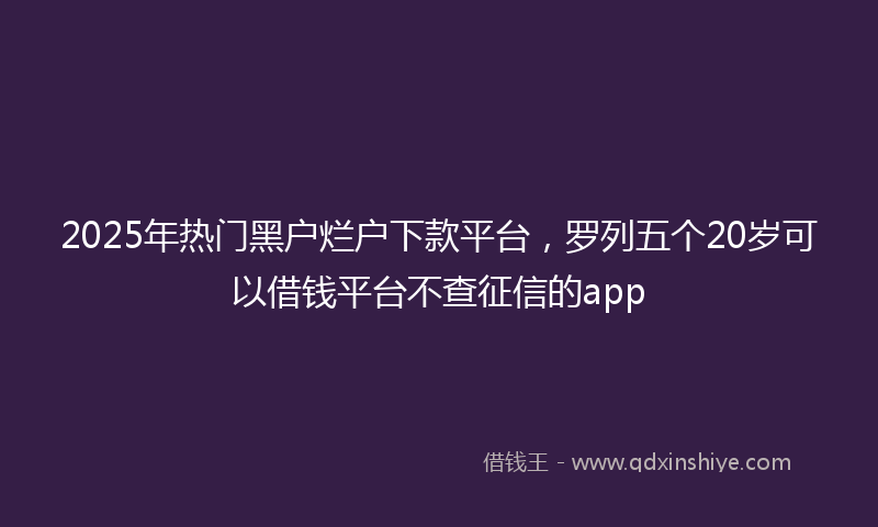 2025年热门黑户烂户下款平台，罗列五个20岁可以借钱平台不查征信的app