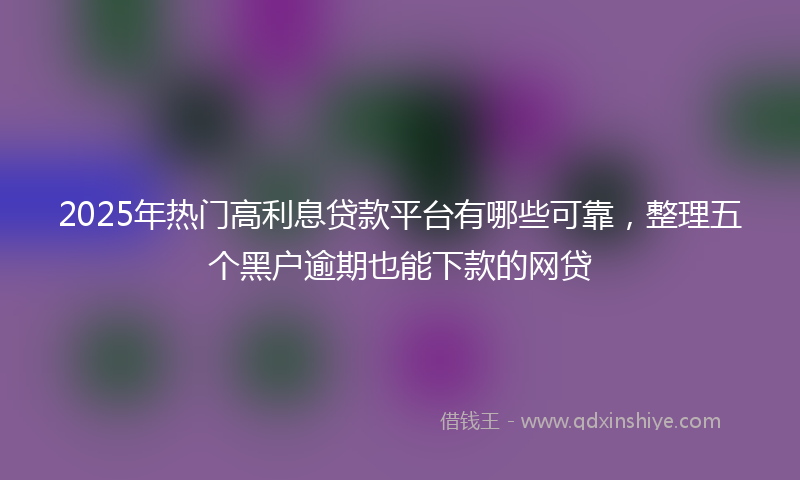 2025年热门高利息贷款平台有哪些可靠，整理五个黑户逾期也能下款的网贷