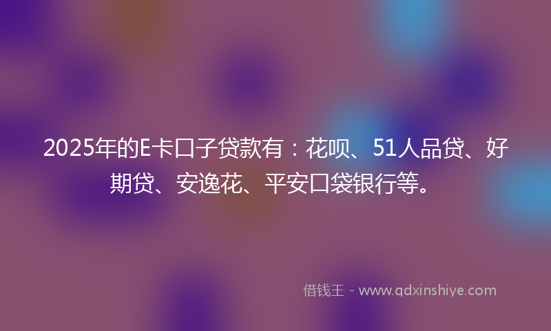 2025年的E卡口子贷款有：花呗、51人品贷、好期贷、安逸花、平安口袋银行等。